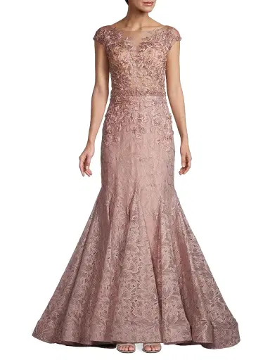 Mac Duggal Women's Beaded Lace Gown - Mocha | Thumbnail 2 Mac Duggal Women's Beaded Lace Gown - Mocha | Thumbnail 2