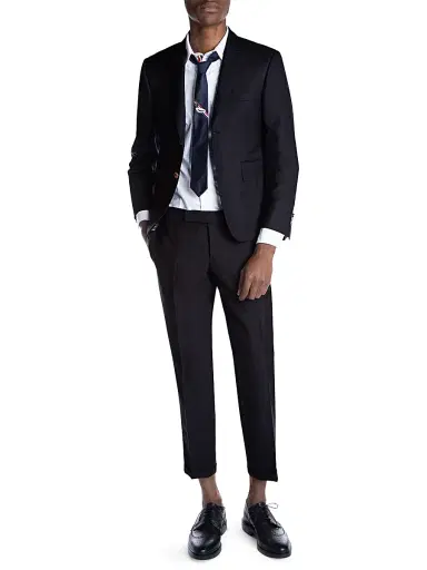 Thom Browne Men's Classic Wool Super 120S Wool Sport Jacket - Navy - Size Large | Thumbnail 2 Thom Browne Men's Classic Wool Super 120S Wool Sport Jacket - Navy - Size Large | Thumbnail 2