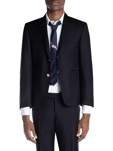 Thom Browne Men's Classic Wool Super 120S Wool Sport Jacket - Navy - Size Large | Thumbnail 3 Thom Browne Men's Classic Wool Super 120S Wool Sport Jacket - Navy - Size Large | Thumbnail 3