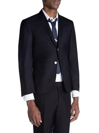 Thom Browne Men's Classic Wool Super 120S Wool Sport Jacket - Navy - Size Large | Thumbnail 4 Thom Browne Men's Classic Wool Super 120S Wool Sport Jacket - Navy - Size Large | Thumbnail 4