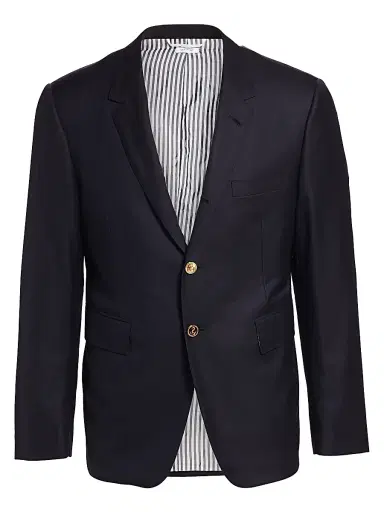Thom Browne Men's Classic Wool Super 120S Wool Sport Jacket - Navy - Size Large | Thumbnail 1 Thom Browne Men's Classic Wool Super 120S Wool Sport Jacket - Navy - Size Large | Thumbnail 1