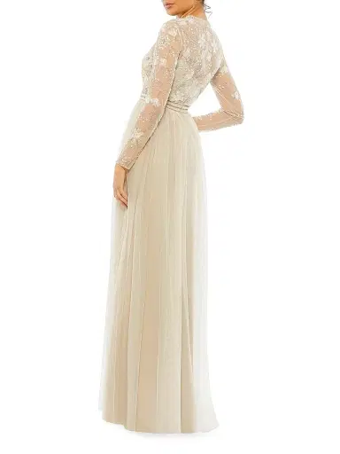 Mac Duggal Women's Sequin-Embellished Long-Sleeve Gown - Vanilla - Size 24 | Thumbnail 2 Mac Duggal Women's Sequin-Embellished Long-Sleeve Gown - Vanilla - Size 24 | Thumbnail 2