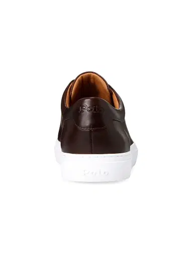 Polo Ralph Lauren Men's Jermain II Leather Low-Top Sneakers - Polo Brown - Size 9 | Thumbnail 3