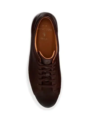 Polo Ralph Lauren Men's Jermain II Leather Low-Top Sneakers - Polo Brown - Size 9 | Thumbnail 4