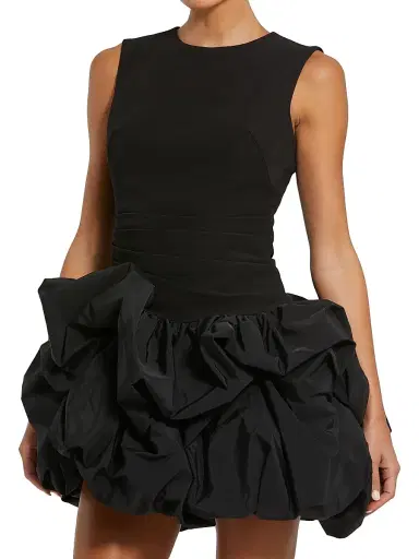 Mac Duggal Women's Gathered Taffeta Cocktail Minidress - Black | Thumbnail 3
