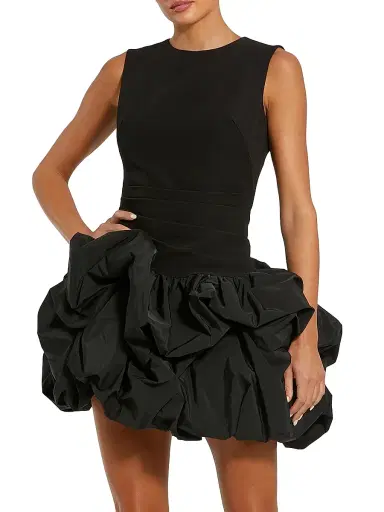 Mac Duggal Women's Gathered Taffeta Cocktail Minidress - Black | Thumbnail 1