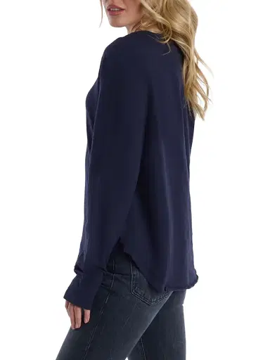 Wilt Women's Long Sleeve V-Neck with Raw Hem Shirttail T-Shirt - Peacoat | Thumbnail 4 Wilt Women's Long Sleeve V-Neck with Raw Hem Shirttail T-Shirt - Peacoat | Thumbnail 4