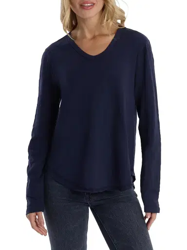 Wilt Women's Long Sleeve V-Neck with Raw Hem Shirttail T-Shirt - Peacoat | Thumbnail 6 Wilt Women's Long Sleeve V-Neck with Raw Hem Shirttail T-Shirt - Peacoat | Thumbnail 6