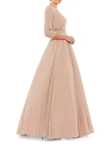 Mac Duggal Women's Shimmering Pleated A-Line Gown - Rose Gold - Size 16 | Thumbnail 4