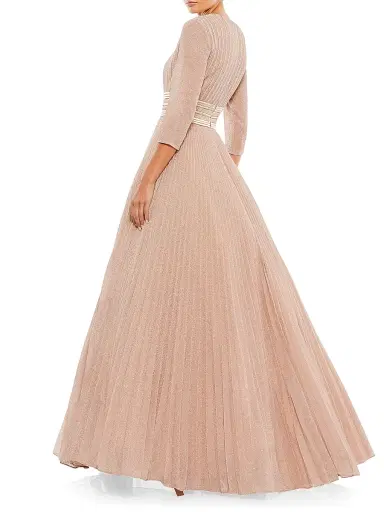 Mac Duggal Women's Shimmering Pleated A-Line Gown - Rose Gold - Size 16 | Thumbnail 5
