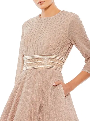 Mac Duggal Women's Shimmering Pleated A-Line Gown - Rose Gold - Size 16 | Thumbnail 6