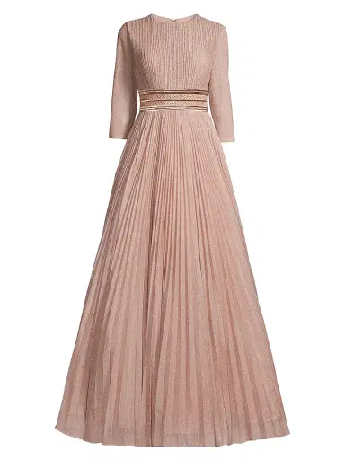 Mac Duggal Women's Shimmering Pleated A-Line Gown - Rose Gold - Size 16 | Thumbnail 1