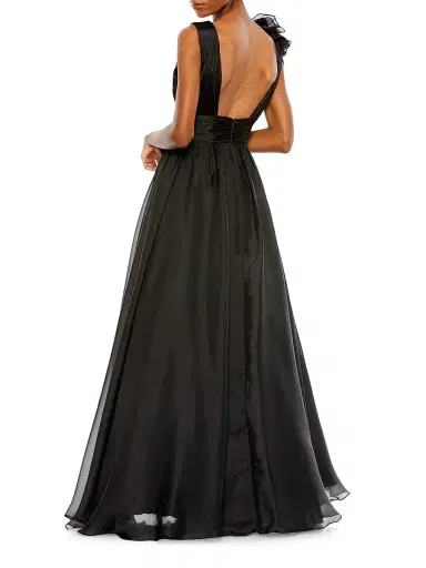 Mac Duggal Women's Ruffle Shoulder V-Neck Gown - Black - Size 16 | Thumbnail 2 Mac Duggal Women's Ruffle Shoulder V-Neck Gown - Black - Size 16 | Thumbnail 2