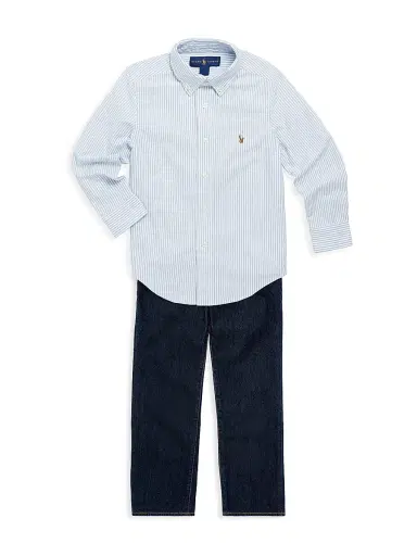 Polo Ralph Lauren Little Boy's & Boy's Cotton Oxford Sport Shirt - Light Blue - Size 3 | Thumbnail 2