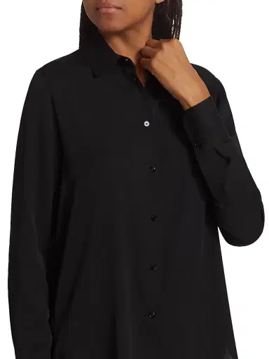 Vince Women's Silk-Blend Slim-Fit Blouse - Black - Size XXS | Thumbnail 6
