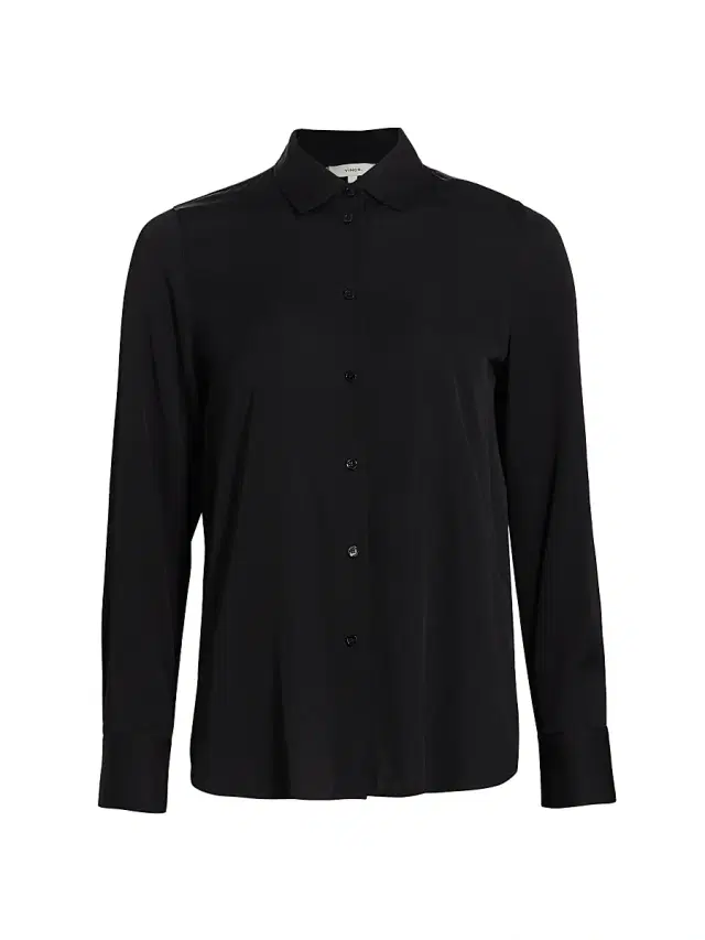 Vince Women's Silk-Blend Slim-Fit Blouse - Black