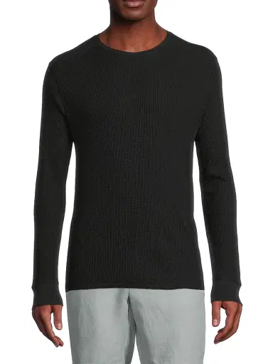 Vince Men's Thermal Crewneck Long-Sleeve T-Shirt - Black - Size Small | Thumbnail 3