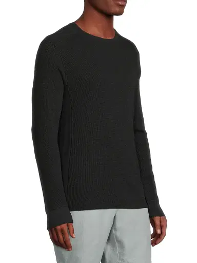 Vince Men's Thermal Crewneck Long-Sleeve T-Shirt - Black - Size Small | Thumbnail 4
