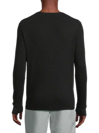 Vince Men's Thermal Crewneck Long-Sleeve T-Shirt - Black - Size Small | Thumbnail 5