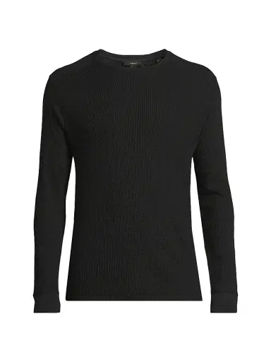 Vince Men's Thermal Crewneck Long-Sleeve T-Shirt - Black - Size Small | Thumbnail 1