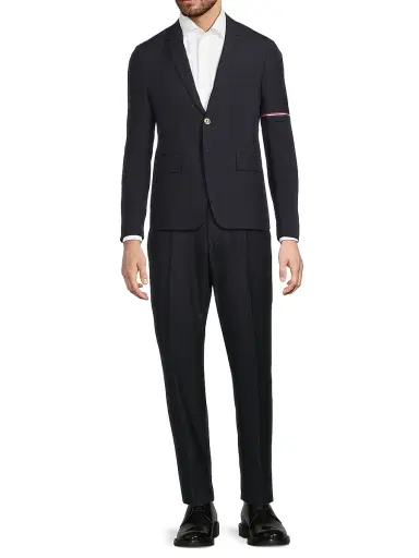 Thom Browne Men's Fit 1 Back-Strap Wool Twill Trousers - Navy - Size XL | Thumbnail 2 Thom Browne Men's Fit 1 Back-Strap Wool Twill Trousers - Navy - Size XL | Thumbnail 2