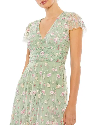 Mac Duggal Women's Floral Midi Dress - Sage Multi - Size 24 | Thumbnail 4 Mac Duggal Women's Floral Midi Dress - Sage Multi - Size 24 | Thumbnail 4