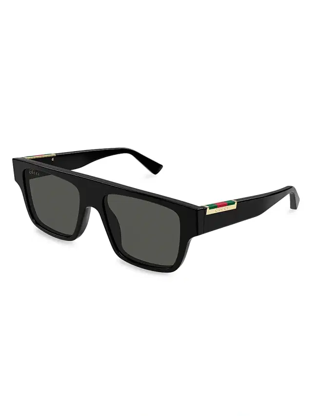 Gucci Men's Subtle Web 53MM Square Sunglasses - Black