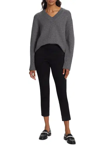 Vince Women's Stretch-Suede Cropped Pants | Thumbnail 2