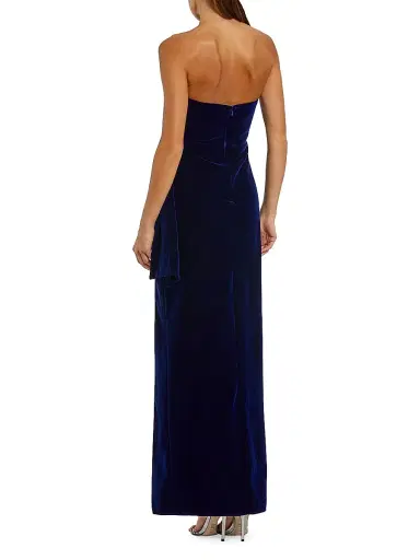 Mac Duggal Women's Draped Velvet Strapless Bow Hip Gown - Cobalt - Size 16 | Thumbnail 2 Mac Duggal Women's Draped Velvet Strapless Bow Hip Gown - Cobalt - Size 16 | Thumbnail 2