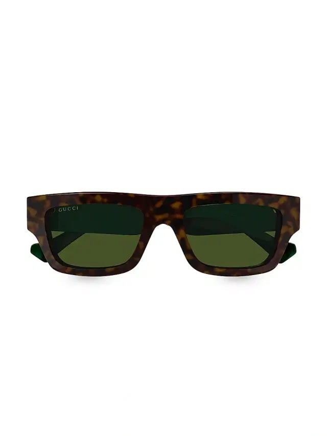 Gucci Men's Web Studi 55MM Acetate Rectangular Sunglasses - Havana