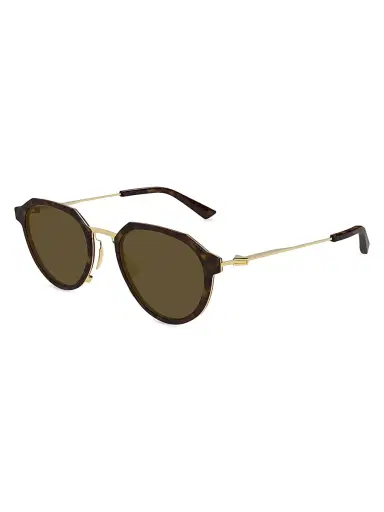 Bottega Veneta Men's Thing Triangle 50MM Round Sunglasses - Green Havana | Thumbnail 1 Bottega Veneta Men's Thing Triangle 50MM Round Sunglasses - Green Havana | Thumbnail 1