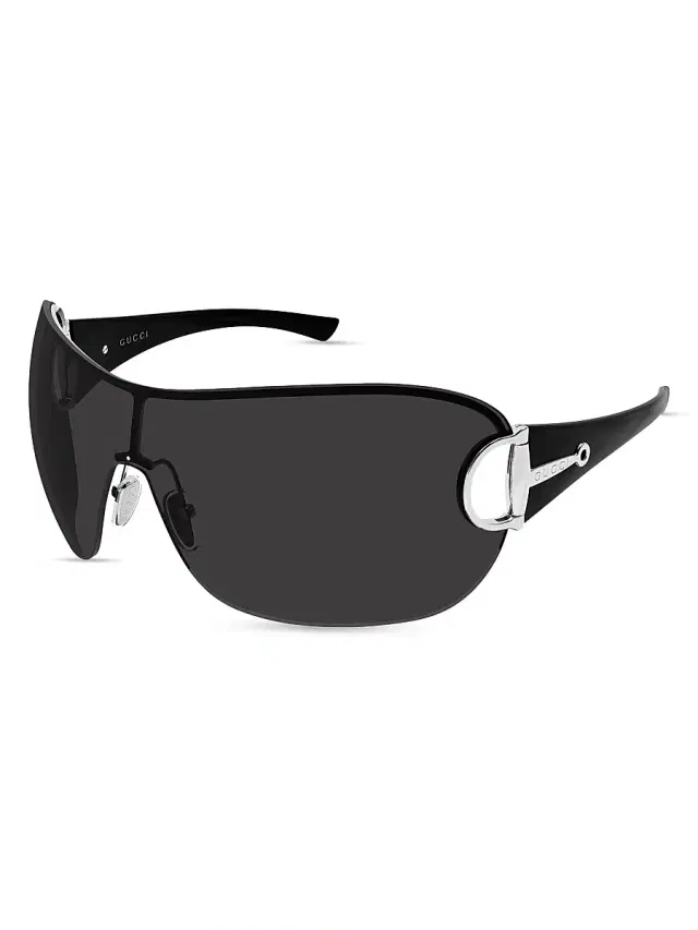 Gucci Men's Rimless Mask Sunglasses - Silver Black