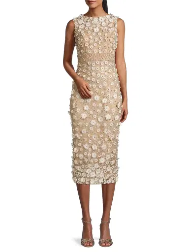 Mac Duggal Women's Floral Beaded Sheath Dress | Thumbnail 3
