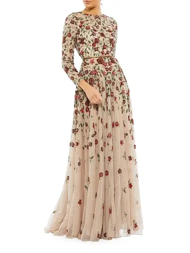 Mac Duggal Women's Floral Sequined Gown - Antique Rose - Size 24 | Thumbnail 1