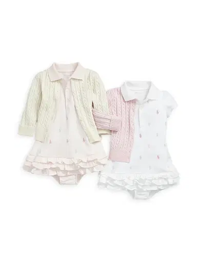 Polo Ralph Lauren Baby Girl's Ruffled Polo Dress & Bloomers Set - White - Size 9 Months | Thumbnail 2