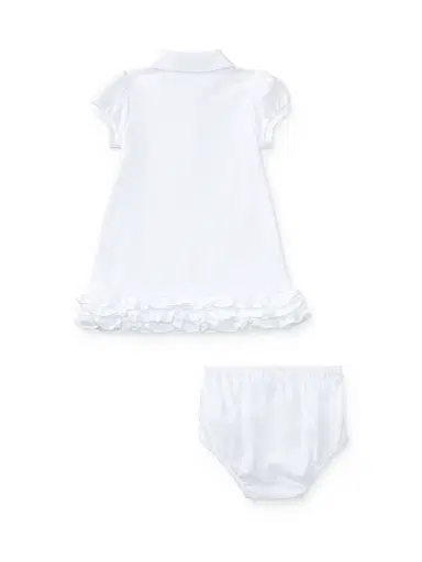 Polo Ralph Lauren Baby Girl's Ruffled Polo Dress & Bloomers Set - White - Size 9 Months | Thumbnail 3