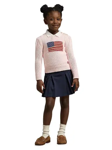 Polo Ralph Lauren Little Girl's & Girl's American Flag Sweater - Acacia Pink | Thumbnail 4 Polo Ralph Lauren Little Girl's & Girl's American Flag Sweater - Acacia Pink | Thumbnail 4