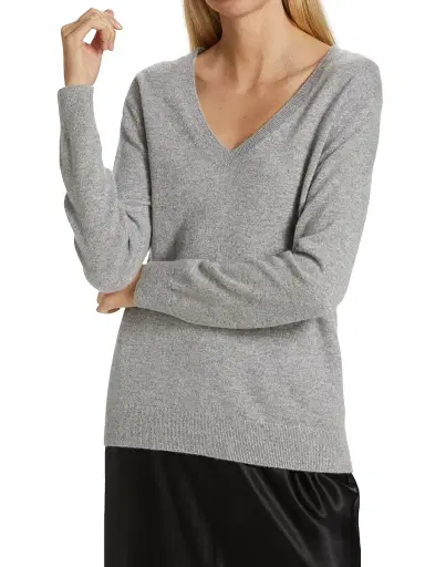 Vince Women's Weekend V-Neck Cashmere Sweater - Steel - Size XXS | Thumbnail 3 Vince Women's Weekend V-Neck Cashmere Sweater - Steel - Size XXS | Thumbnail 3