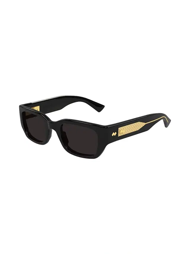 Bottega Veneta Men's Intrecciato Wirecore 51MM Rectangular Sunglasses - Black