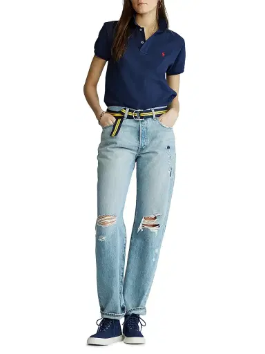 Polo Ralph Lauren Women's Classic Fit Short-Sleeve Polo - Newport Navy Red - Size XS | Thumbnail 2
