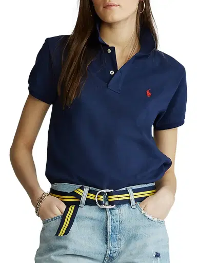 Polo Ralph Lauren Women's Classic Fit Short-Sleeve Polo - Newport Navy Red - Size XS | Thumbnail 3