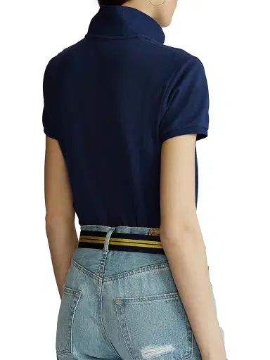 Polo Ralph Lauren Women's Classic Fit Short-Sleeve Polo - Newport Navy Red - Size XS | Thumbnail 4