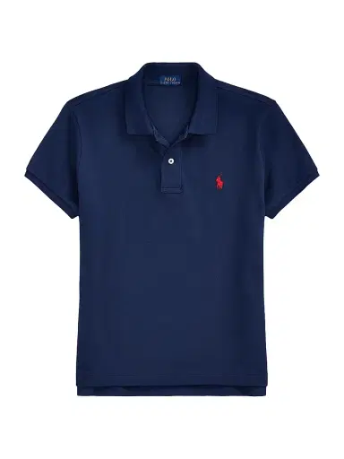 Polo Ralph Lauren Women's Classic Fit Short-Sleeve Polo - Newport Navy Red - Size XS | Thumbnail 1