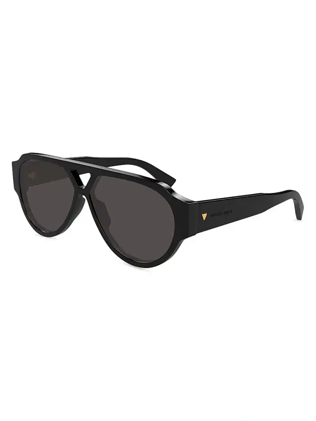 Bottega Veneta Men's Bold Triangle Stud 59MM Pilot Sunglasses - Black