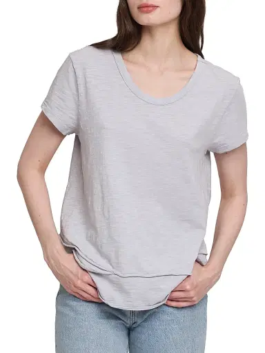 Wilt Women's Short Sleeve Mock Layer T-Shirt - Mist | Thumbnail 2 Wilt Women's Short Sleeve Mock Layer T-Shirt - Mist | Thumbnail 2