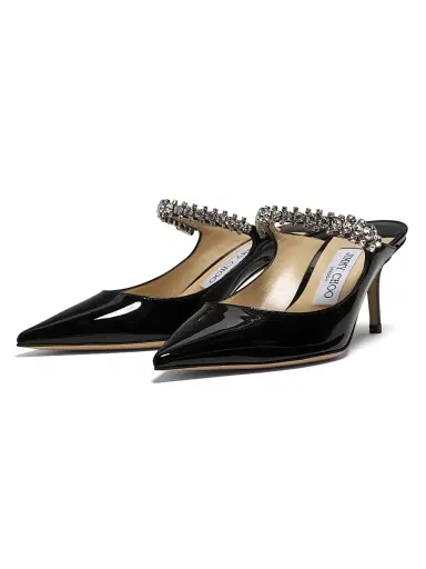Jimmy Choo Women's Bing 65MM Embellished Patent Leather Mules - Black | Thumbnail 2 Jimmy Choo Women's Bing 65MM Embellished Patent Leather Mules - Black | Thumbnail 2