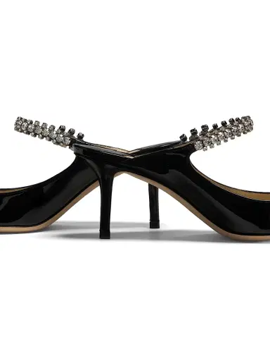 Jimmy Choo Women's Bing 65MM Embellished Patent Leather Mules - Black | Thumbnail 6 Jimmy Choo Women's Bing 65MM Embellished Patent Leather Mules - Black | Thumbnail 6