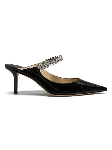 Jimmy Choo Women's Bing 65MM Embellished Patent Leather Mules - Black | Thumbnail 1 Jimmy Choo Women's Bing 65MM Embellished Patent Leather Mules - Black | Thumbnail 1
