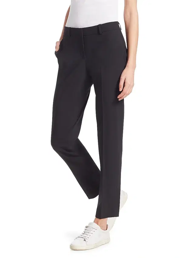 Theory Women's Treeca Skinny-Leg Cropped Classic Suiting Pants - Black