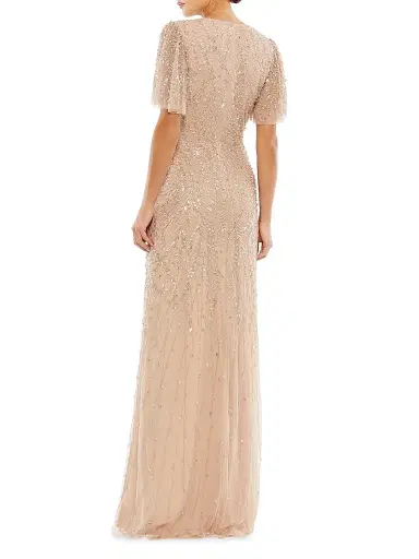 Mac Duggal Women's Sequined Beaded Tulle Gown - Beige - Size 18 | Thumbnail 3